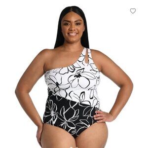 La Blanca One Shoulder One Piece Swimsuit Size 16W NWT